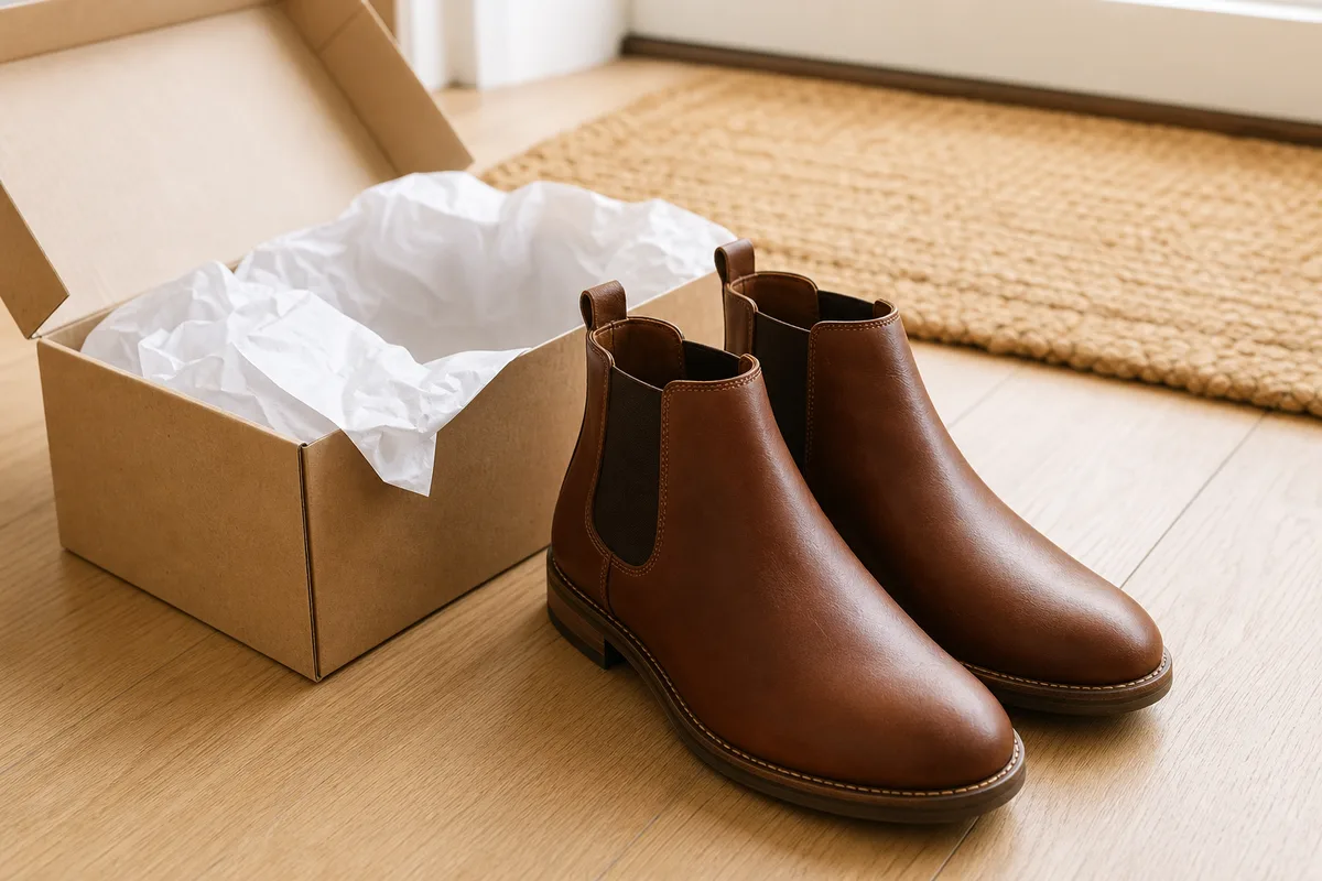 Chaussures en cuir neuves tout juste sorties de leur boîte