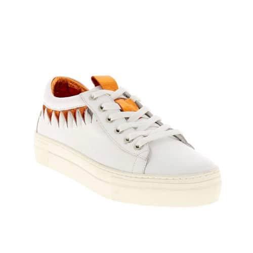 chaussures femme - tennis cuir blanc Métamorf'ose Superchauss66 - Laffy orange - 5