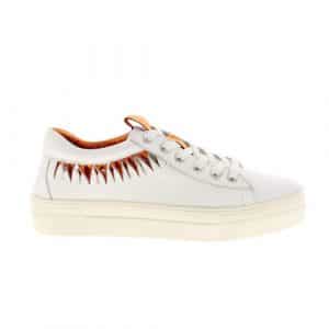 chaussures femme - tennis cuir blanc Métamorf'ose Superchauss66 - Laffy orange - 4