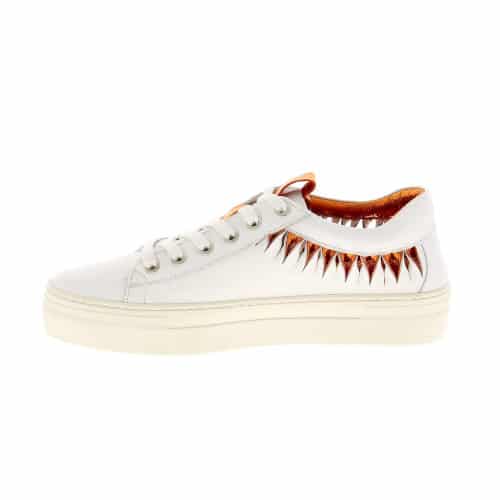 chaussures femme - tennis cuir blanc Métamorf'ose Superchauss66 - Laffy orange - 3