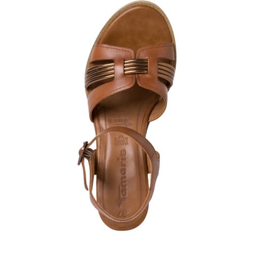 chaussures femme - nu-pied compensé cuir Tamaris Superchauss66 - 28243-399 - 1